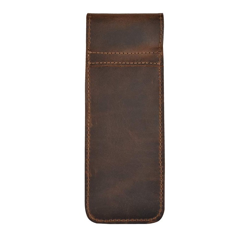 Hide & Drink, Pen Case Holder, Multi Pen Pouch, Protective Sleeve, Rustic Pouch, Office Essentials, Full Grain Leather, Handmade, Bourbon Brown - Image 3